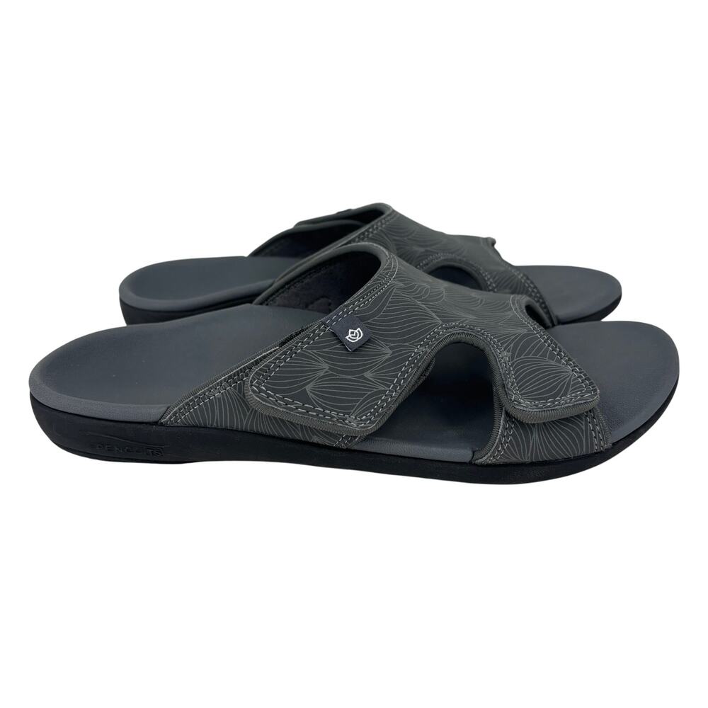 Spenco Wave Slide Sandals Size 10 Gray Orthotic Comfort Arch Support Adjustable - Picture 2 of 9